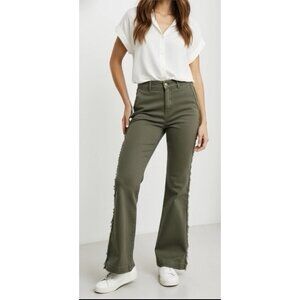 FIGUE Military Army Green Fray Boho Flare Pants - Made in Italy